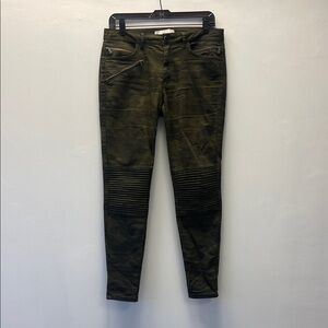 Zara Olive Camo Skinny Moto Jeans